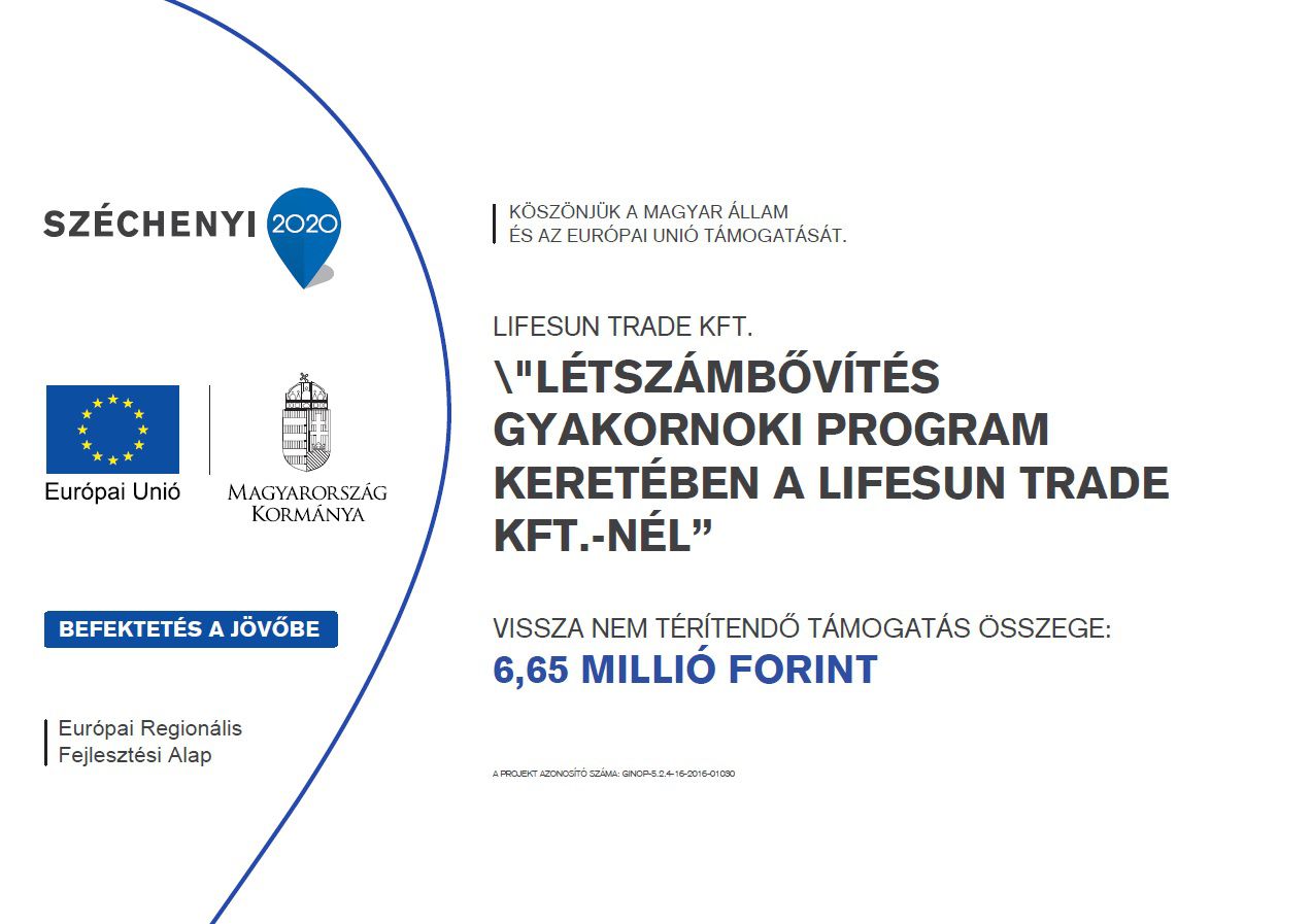 Létszámbővítés gyakornoki program keretében a Lifesun Trade Kft.-nél